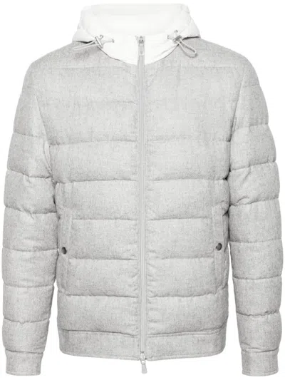 Eleventy Hooded Puffer Jacket In White