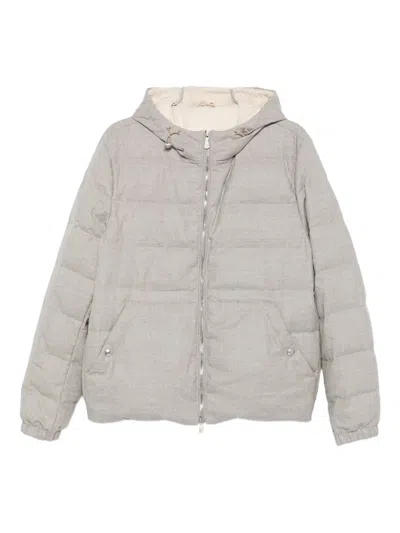 Eleventy Hooded Quilted Coat In Gray