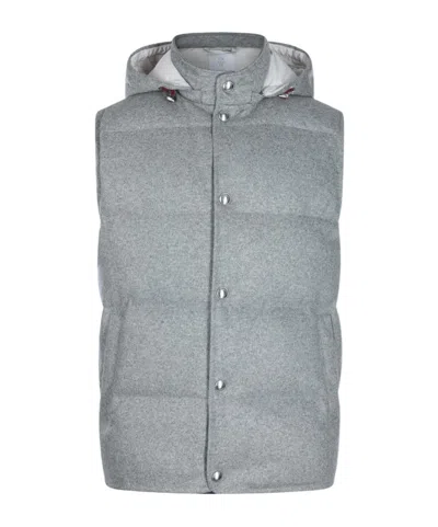 Eleventy Hooded Quilted Gilet In Gray