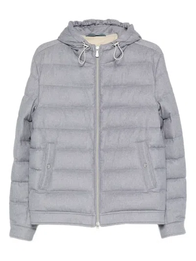 Eleventy Hooded Quilted Jacket In Gray