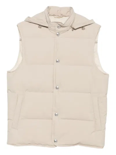 Eleventy Hooded Quilted Vest In Neutral