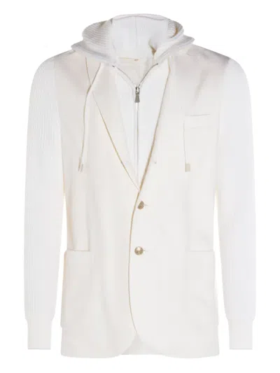 ELEVENTY HOODED RIBBED-SLEEVES JACKET