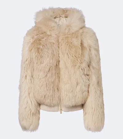 Eleventy Hooded Shearling Jacket In Brown