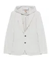 Eleventy Hooded Single-breasted Blazer In Gray