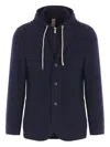 Eleventy Contemporary Single-breasted Jacket With Integrated Hood In Purple