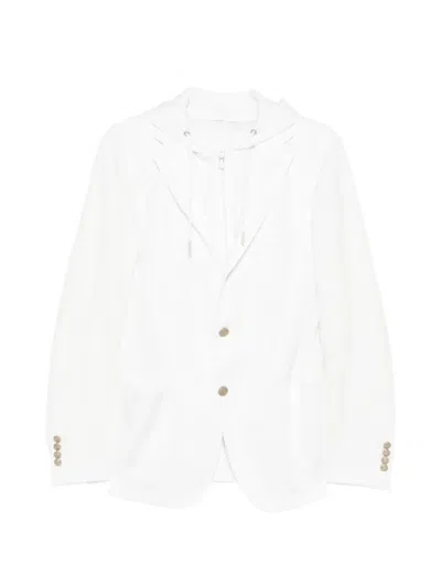 Eleventy Hooded Single-breasted Jacket In White