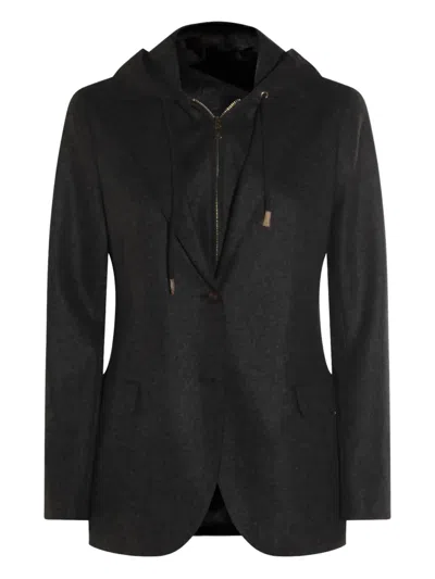 ELEVENTY HOODED SINGLE-BUTTON JACKET