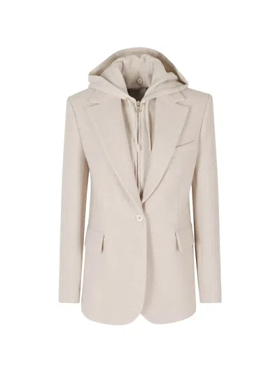 Eleventy Hooded Single-breasted Blazer In Neutral