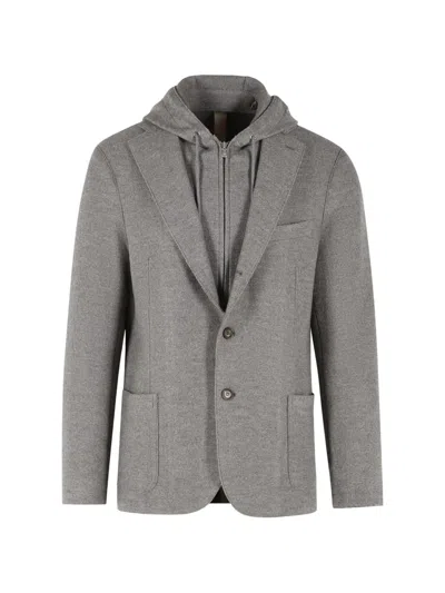 ELEVENTY HOODED SINGLE-BREASTED BLAZER