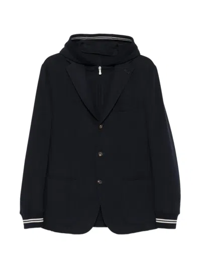 Eleventy Hooded Single-breasted Jacket In Black
