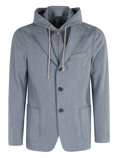 Eleventy Hooded Three-button Jacket In Blue