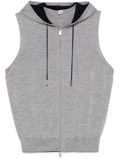 Eleventy Hooded Vest In Grey