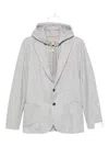 Eleventy Single Breasted Herringbone Sport Coat With Removable Hooded Bib In Gray
