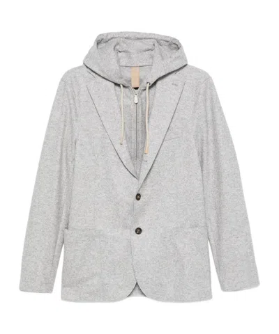 Eleventy Hooded Wool Blazer In Gray