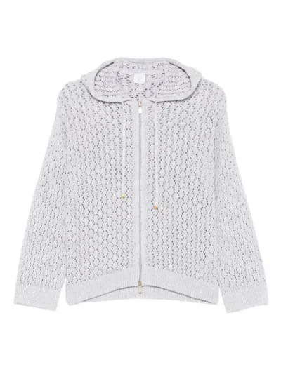 Eleventy Hooded Zip-fastening Cardigan In Gray