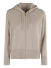 Eleventy Drawstring Hooded Cardigan In Neutral
