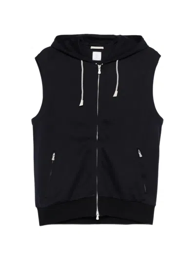 Eleventy Hooded Zip-up Gilet In Black