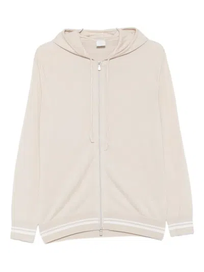 Eleventy Hooded Zip-up Sweater In Neutral