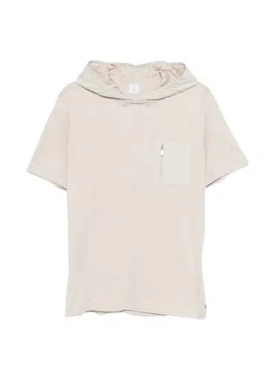Eleventy Hooded Zipped-pocket T-shirt In Neutral