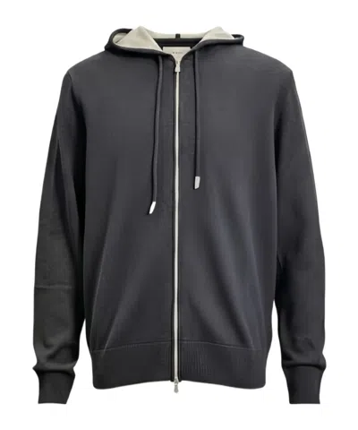 Eleventy Hooded Zip-up Sweatshirt In Black