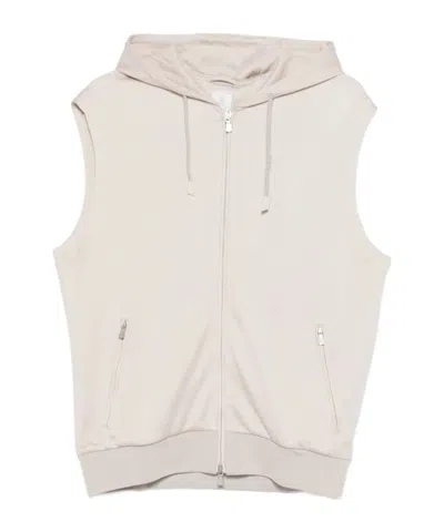 Eleventy Hooded Zip-up Vest In Neutral