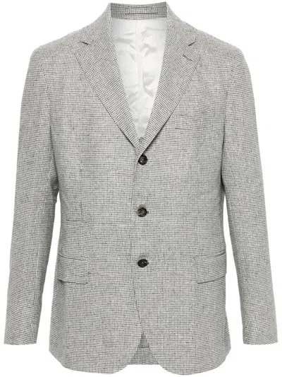 Eleventy Houndstooth-pattern Blazer In Grey