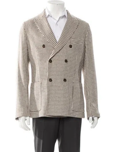 Pre-owned Eleventy Houndstooth Print Peacoat In Neutral