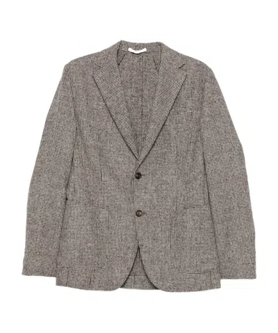Eleventy Houndstooth-pattern Single-breasted Blazer In Brown