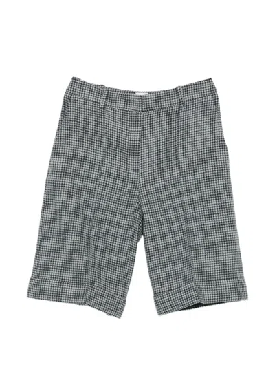 Eleventy Houndstooth-pattern Turned-up Shorts In Blue