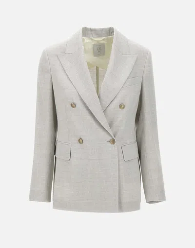 Eleventy Ice Grey Wool Linen Blazer