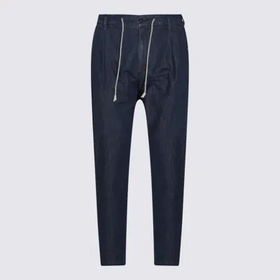 Eleventy Indigo Cotton Trousers In Blue