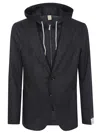 Eleventy Hooded Jacket With Front Pockets And Drawstring In Gray