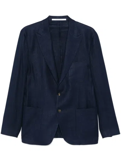 Eleventy Interlock-twill Blazer In Blue