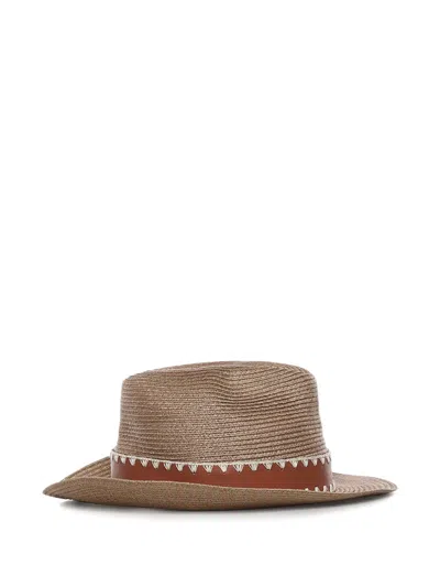 Eleventy Interwoven Sun Hat In Brown