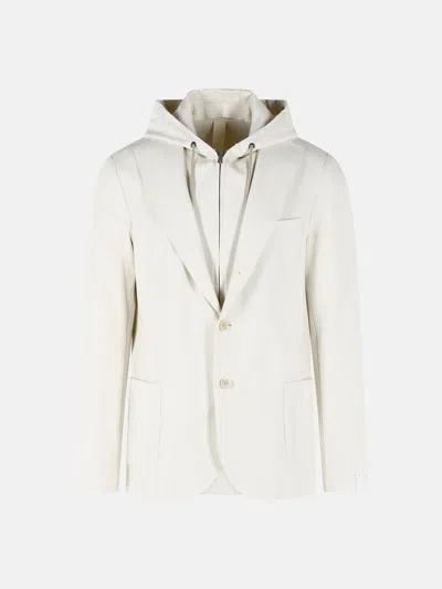 Eleventy Ivory Cotton Blend Blazer Men In Neutral