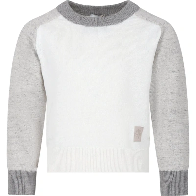 Eleventy Kids' Ivory Sweater For Boy With Logo