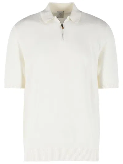 Eleventy Ivory White Cotton Polo Shirt Men In Multi