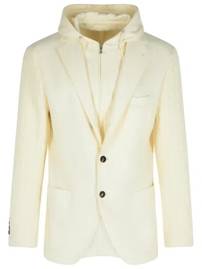 Eleventy Ivory Wool And Cashmere Blazer In White