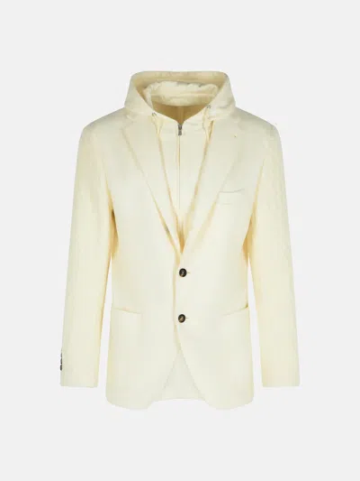 Eleventy Ivory Wool And Cashmere Blazer In White