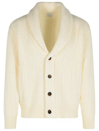 Eleventy Ivory Wool Blend Cardigan Men In Neutral