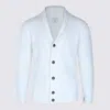 Eleventy Ribbed Texture Shawl Collar Long Sleeves In White