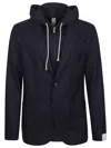 Eleventy Contemporary Single-breasted Jacket With Integrated Hood In Black