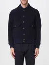 Eleventy Bomber Jacket With Ribbed Collar And Button-up Front In Blue