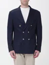 Eleventy Double-breasted Jacket With Six-buttons In Blue