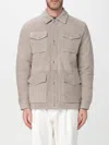 Eleventy Structured Military-inspired Jacket With Suede-like Texture In Neutral
