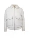 Eleventy Jacket With Beige Knitted Inserts In White