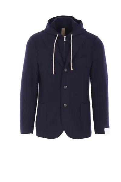 Eleventy Hooded Single-breasted Jacket In Purple