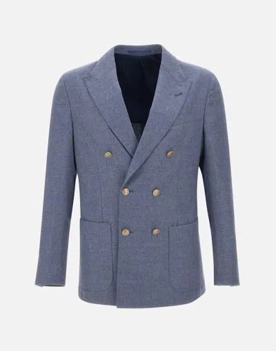 Eleventy Mélange-effect Blazer In Blue