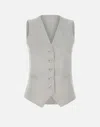 Eleventy Wool Linen Gilet In Ice Grey In Grey