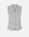 Eleventy Wool Linen Gilet In Ice Grey In Grey